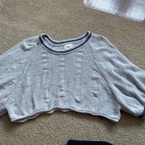 BDG Heather Gray Sweater with Navy Trim